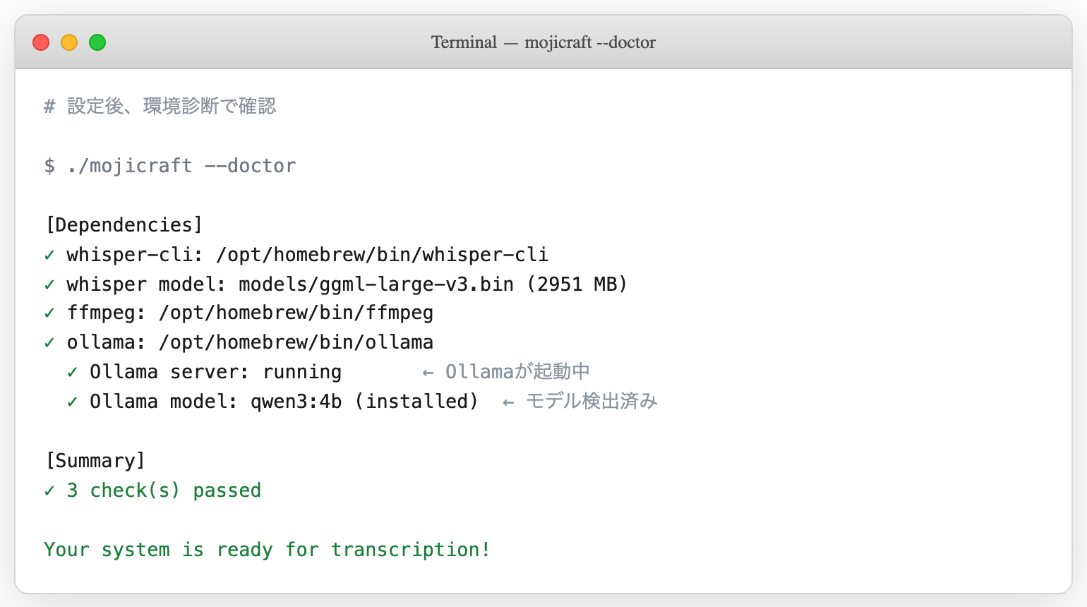 環境診断でOllama確認